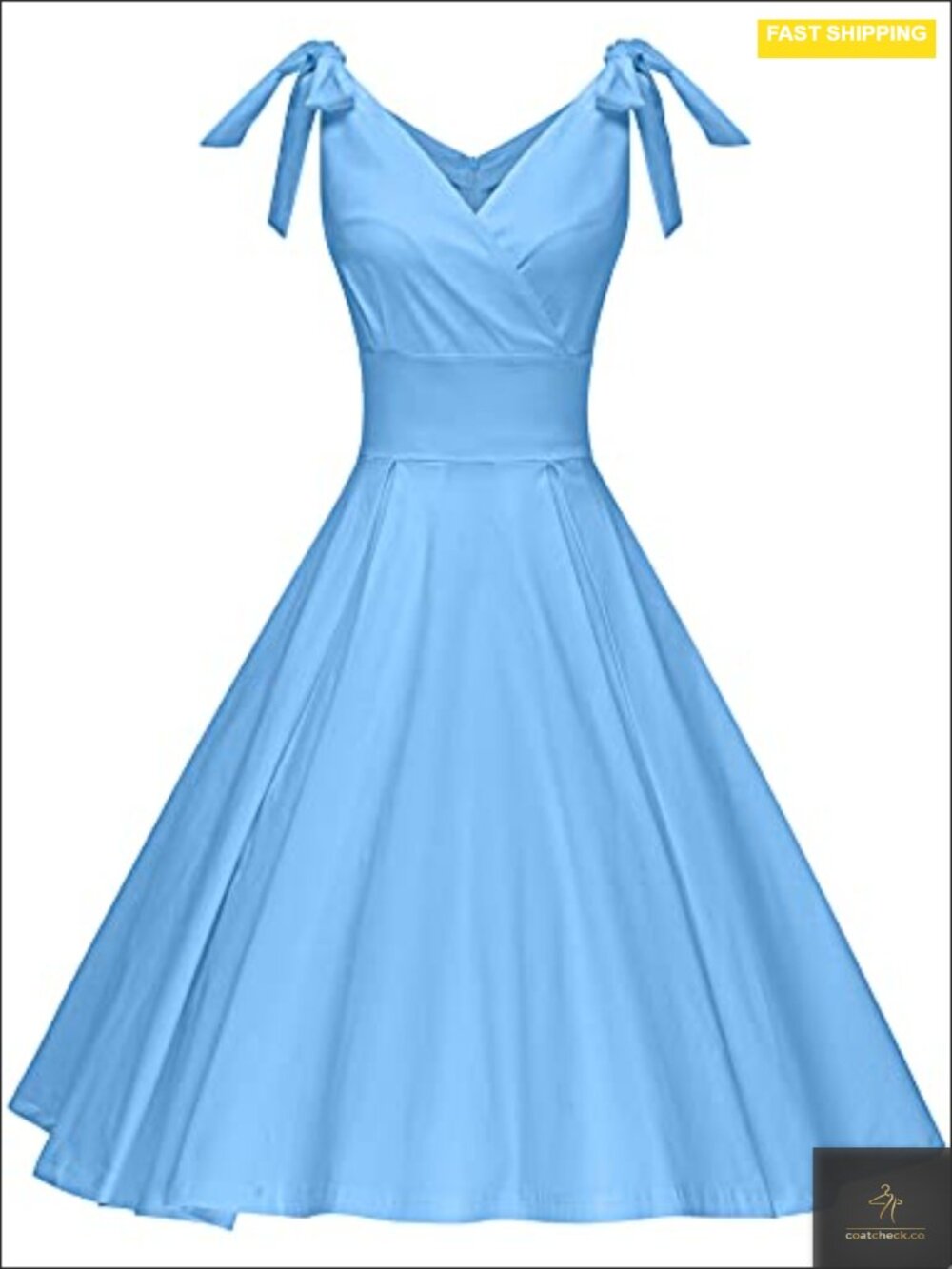 GownTown Women's 1950s V-Neck Adjustable Bowknot Swing Cocktail Dress